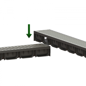 Лоток водовідвідний пластиковий Easy 3 DN100 H100 з решіткою сталевою оцинкованою щілинною А15 в Луцьку, фото 4