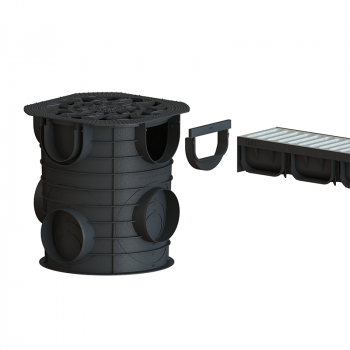 Лоток водовідвідний пластиковий Easy 3 DN100 H100 з решіткою сталевою оцинкованою щілинною А15 в Луцьку, фото 6