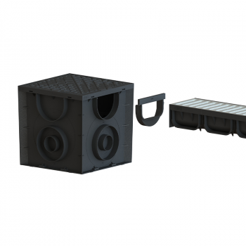 Лоток водовідвідний пластиковий Easy 3 DN100 H100 з решіткою сталевою оцинкованою щілинною А15 в Луцьку, фото 7