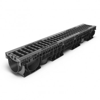 Лоток водоотводной пластиковый Base DN100 H135 высокий борт с решеткой пластиковой ячеистой B125 в Луцке