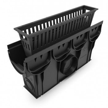 Пескоуловитель пластиковый Easy DN100 H250 с корзиной и решеткой чугунной щелевой A15 в Луцке, фото 2